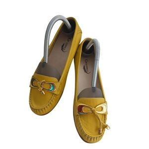 Crocodile Women's Yellow Flat Slip-On Loafers